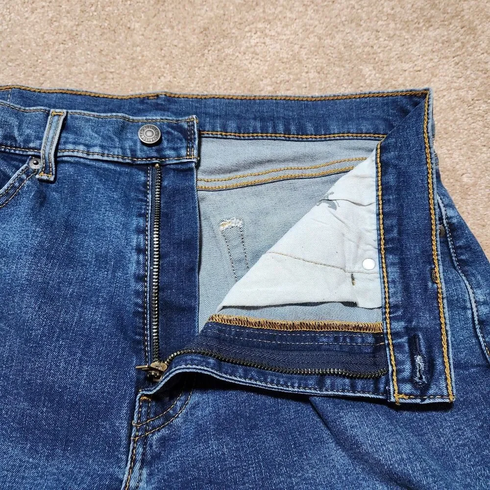 Levi's 506 Jeans Mens 36(35)x30 Straight Leg Blue Denim Medium Wash Stretch